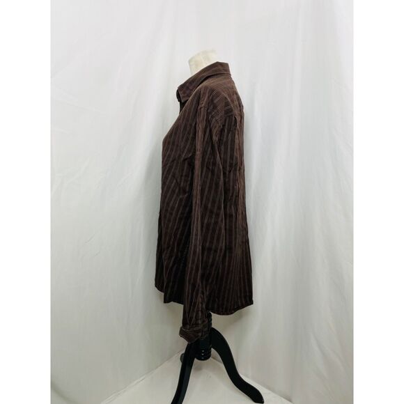 Axist Men’s Shirt Brown Striped Button-Down Long Sleeve Modern Fit Size XL - Picture 5 of 8